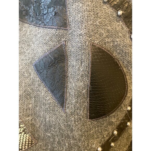 Women's Vintage Tall Collection Grey Turtleneck Sweater Medium Embellished AS IS - Picture 3 of 12